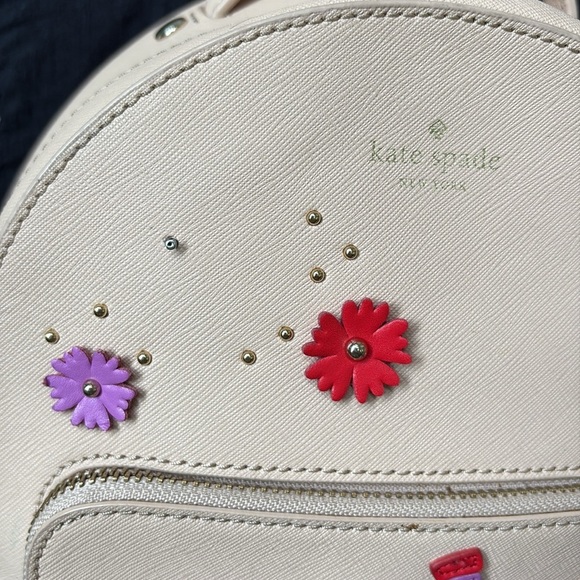 Kate Spade  jalapeño cactus appliqué backpack  Saffiano Leather beige red purple main image 5